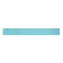 Chevron stripe wide ribbon turquoise white