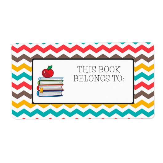 Chevron Stripes Book Label Sticker (Voorkant)