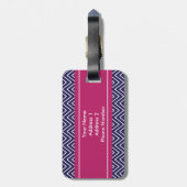 Chevron Stripes gepersonaliseerde monogram marine  Bagagelabel (Achterkant verticaal)
