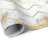 Chevron Stripes Gold Metallic Grey Marble Lines Cadeaupapier (Rol Hoek)