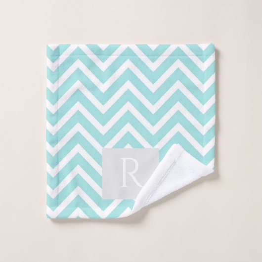 Chevron Stripes Gray Monogram Handdoekset Bad Handdoek (Wasdoekje)