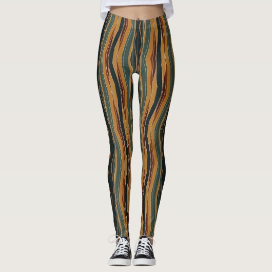 Chevron Stripes in Earth Tones Leggings (Voorkant)