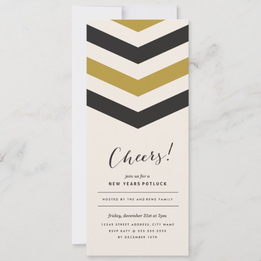 Chevron Stripes Invitation du Nouvel An (Devant)