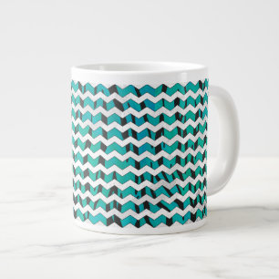 Chevron Tiger Black en Blauwgroen afdrukken Jumbo Mok