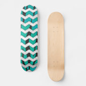 Chevron Tiger Black en Blauwgroen afdrukken Skateboard (Voorkant)