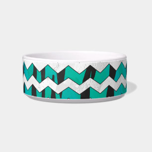 Chevron Tiger Black en Blauwgroen afdrukken Voerbakje
