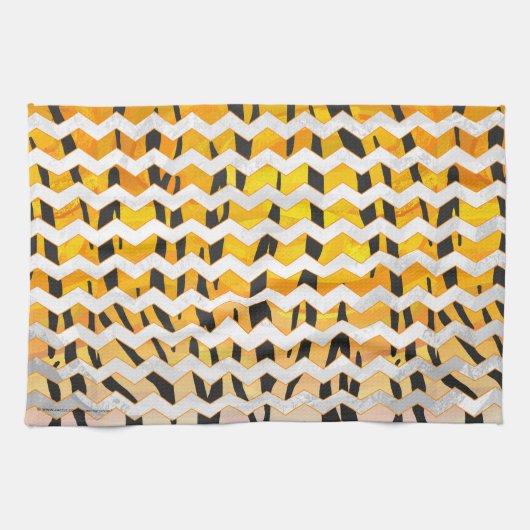 Chevron Tiger Black en Oranje print Theedoek (Horizontaal)