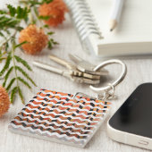 Chevron Tiger Hot oranje en zwart afdrukken Sleutelhanger (Voorkant Rechts)
