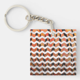 Chevron Tiger Hot oranje en zwart afdrukken Sleutelhanger