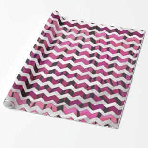 Chevron Tiger Hot Pink en Black Print Cadeaupapier