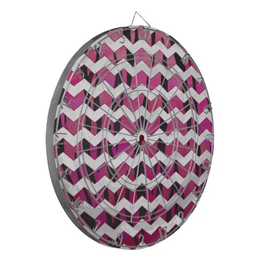 Chevron Tiger Hot Pink en Black Print Dartbord (Voorkant Links)