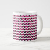Chevron Tiger Hot Pink en Black Print Extra Grote Mok (Voorkant rechts)