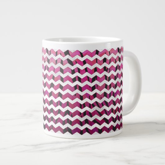 Chevron Tiger Hot Pink en Black Print Extra Grote Mok (Voorkant rechts)