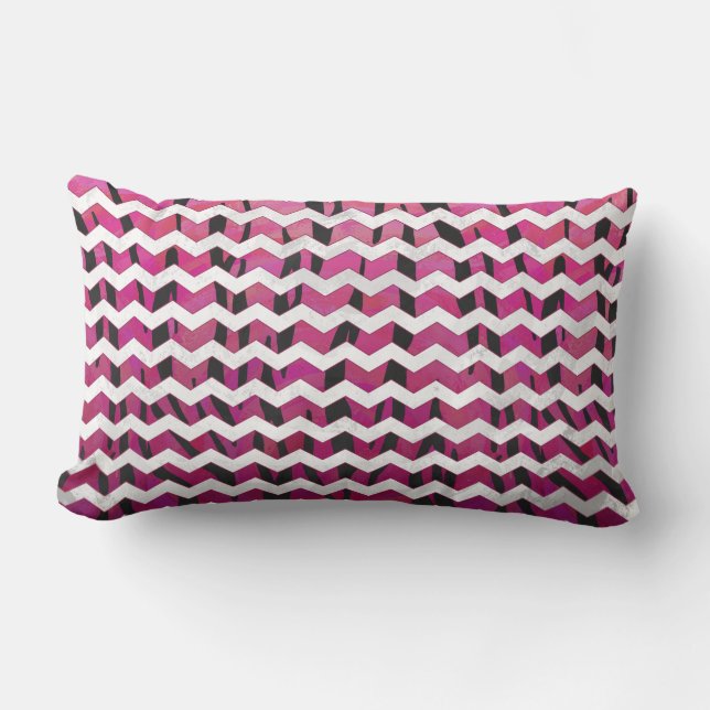 Chevron Tiger Hot Pink en Black Print Kussen (Voorkant)