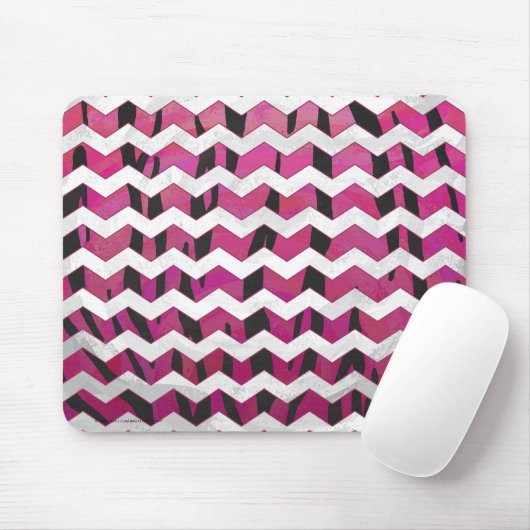 Chevron Tiger Hot Pink en Black Print Muismat (Met muis)