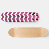 Chevron Tiger Hot Pink en Black Print Skateboard (Horizontaal)