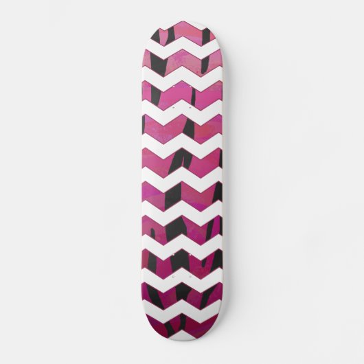 Chevron Tiger Hot Pink en Black Print Skateboard (Voorkant)
