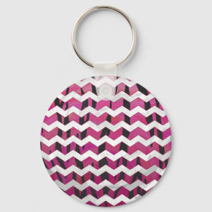 Chevron Tiger Hot Pink en Black Print Sleutelhanger