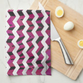 Chevron Tiger Hot Pink en Black Print Theedoek (Quarter Fold)