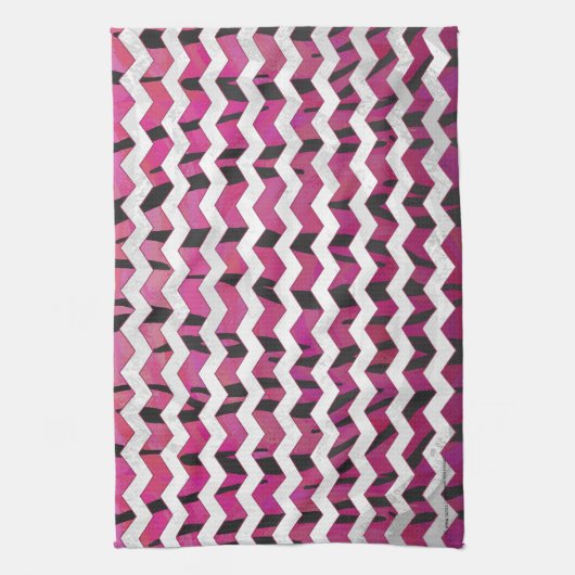 Chevron Tiger Hot Pink en Black Print Theedoek (Verticaal)