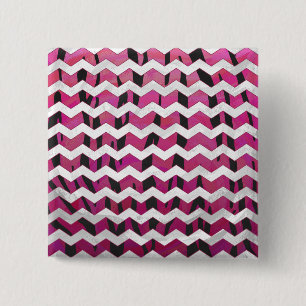 Chevron Tiger Hot Pink en Black Print Vierkante Button 5,1 Cm
