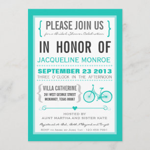 Chevron Trendy Bicycle Bridal Shower Kaart