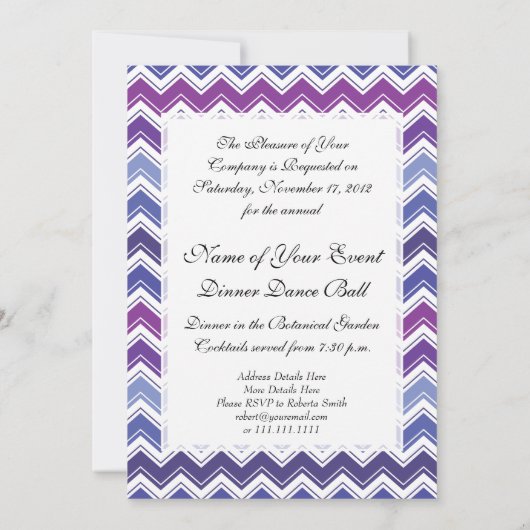 Chevron Tribal ZigZag Pattern in Blue and Paars Kaart (Achterkant)