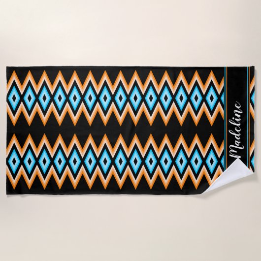 Chevron Tropical Custom name Modern Pattern Beach Strandlaken (Voorkant)