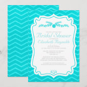 Chevron turquoise barre des invitations de Fête de (Devant / Derrière)