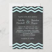 Chevron Turquoise Chalkboard Faire-part de mariage (Devant)
