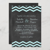 Chevron Turquoise Chalkboard Faire-part de mariage (Devant / Derrière)