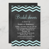 Chevron Turquoise Chalkboard Vrijgezellenfeest Inv Kaart (Voorkant / Achterkant)