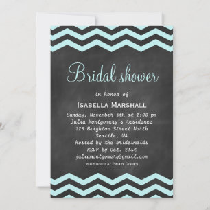 Chevron Turquoise Chalkboard Vrijgezellenfeest Inv Kaart