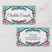 Chevron Turquoise Pink Custom Visitekaartje (Voorkant / Achterkant)