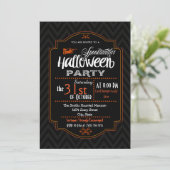 Chevron & Typography Halloween Invitation Kaart (Staand voorkant)