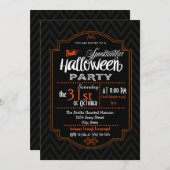 Chevron & Typography Halloween Invitation Kaart (Voorkant / Achterkant)