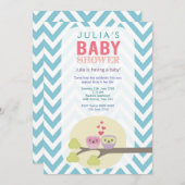 Chevron Uilen in Tree Baby shower Uitnodigen Kaart (Voorkant / Achterkant)