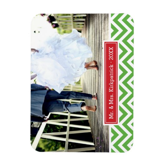 Chevron Vakantie Monogram Foto Magneet (Verticaal)