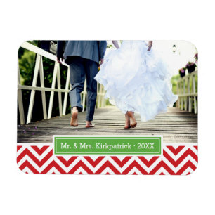 Chevron Vakantie Monogram Foto Magneet