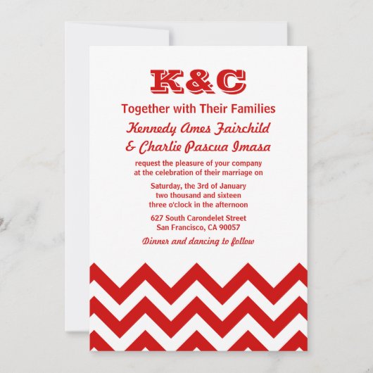 Chevron Wedding Invitations Kaart (Voorkant)