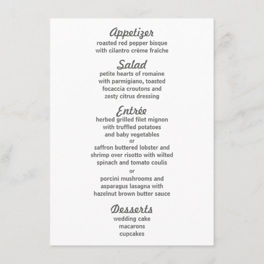 Chevron Wedding Menu Cards (Achterkant)