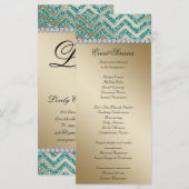 Chevron Wedding Rack Kaarten Sparkle Blauwgroen Go (Voorkant / Achterkant)