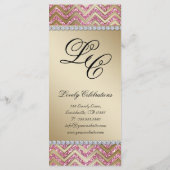Chevron Wedding Rack Kaarten Sparkle Gold Pink (Achterkant)