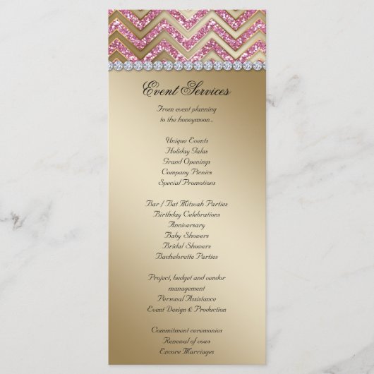 Chevron Wedding Rack Kaarten Sparkle Gold Pink (Voorkant)