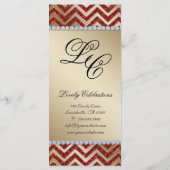 Chevron Wedding Rack Kaarten Sparkle Red Gold (Achterkant)