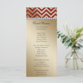 Chevron Wedding Rack Kaarten Sparkle Red Gold (Staand voorkant)