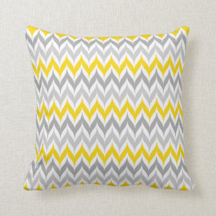 Chevron Wing Stripe Pattern Yellow and Grey Kussen