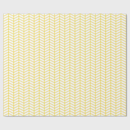 Chevron Wrapping Paper - Golden Yellow op White Cadeaupapier (Vlak)