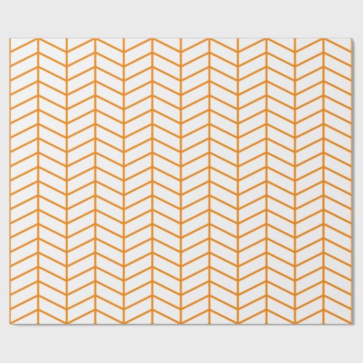 Chevron Wrapping Paper - Oranje op wit |XL| Cadeaupapier (Vlak)