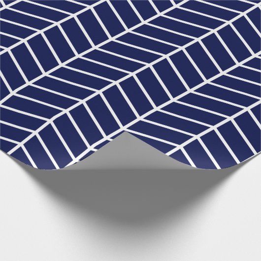 Chevron Wrapping Paper - White on Navy Blue |XL| Cadeaupapier (Hoek)